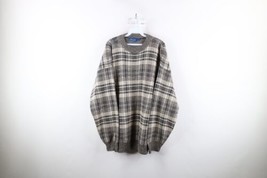 Vintage 90s Streetwear Mens XL Cotton Blend Knit Crewneck Dad Sweater Plaid USA - £56.22 GBP