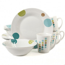 Gibson Home Retro Specks 12 pc Ceramic Multicolored Dinnerware Set - £40.68 GBP