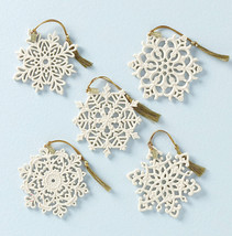 Lenox Snow Fantasies Snowflake 5-Piece Ornament Set Large 4&quot; Pierced New - $45.44