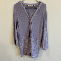 SOFT SURROUNDINGS Lavender Lilac Embroidered Shawl Tunic Topper Long Sle... - $408.04 MXN