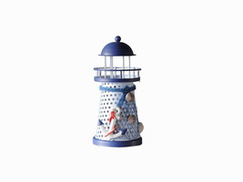 [Pack Of 2] LED Lighted Decorative Metal Lighthouse with Anchor 6&quot;&quot; - £38.32 GBP