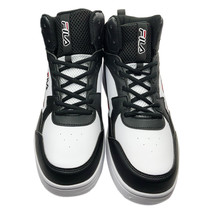 NWT FILA MSRP $94.99 AUTHENTIC MEN&#39;S BLACK WHITE MID TOP PLUS SNEAKERS S... - $42.49