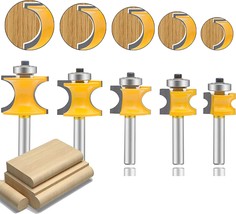 LEATBUY Bullnose Router Bit 1/4 Inch Shank Set 5PCS, Radius Half, 1/4 Half Round - £39.95 GBP