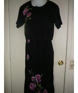 Woman&#39;s Dressbarn Dress with Sweater Black 100% Rayon Long Lined Size M - $8.37