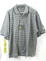 Men&#39;s AM Player Polo Shirt Size Large Gray Stripe Short Sleeve NWT - £11.93 GBP