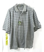 Men&#39;s AM Player Polo Shirt Size Large Gray Stripe Short Sleeve NWT - $282.11 MXN