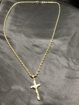 Cross Necklace for Men Women, Stainless Steel, 18K Gold Plated - £12.55 GBP
