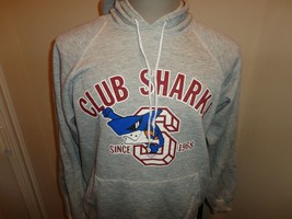 Vtg 90's Hanes Rayon TriBlend Club Sharks Hooded Hoodie 50-45-5 Sweatshirt Fit M - $44.65