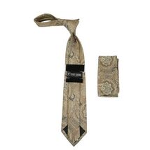 Men's Stacy Adams Tie and Hankie Set Fancy Woven Silky Satin #SAT61 Tan image 2