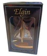 Elgin Quartz Gold Tone Mini Metal SAILBOAT Clock 2.5”x 3” Sealed New in Box - $37.52 CAD