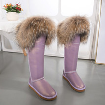Womens Winter Snow Warm Lining Trim Real Leather Knee High Boots Thick 12Colors  - £151.25 GBP