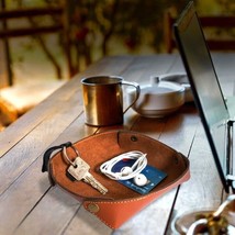 Valet Tray Desktop Storage Organizer Leather Catchall Tray Key Jewelry Gift - $16.62