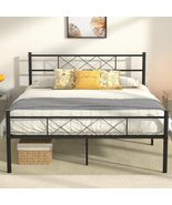 Queen Size Platform Bed Frame with Headboard - £96.75 GBP