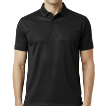 Men's Polo Shirt By Moderno Checker Satin Short Sleeves MJP-106 Black image 3