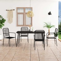  Dining Set Black Cotton Rope, Powder-Coated Steel, Tempered Glass - $787.49