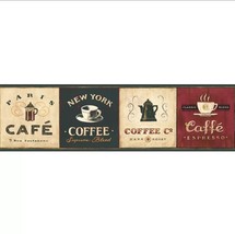 York Wallcoverings EB8900B Border Book Coffee Signs Border, Cream/Browns - £15.15 GBP