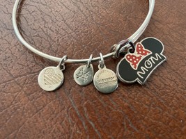 Disney Parks Alex &amp; Ani Minnie Mouse Ears MOM Silver Charm Bangle Bracelet - $16.00