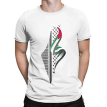 AAP- Keffiyeh Printed Palestine Map T-Shirt Crew-neck Short Sleeve Cotto... - $27.99
