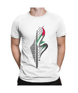 AAP- Keffiyeh Printed Palestine Map T-Shirt Crew-neck Short Sleeve Cotto... - $27.99
