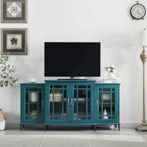 62” TV Stand, Storage Buffet Cabinet, Sideboard with Glass Door and Adjustable - £269.27 GBP