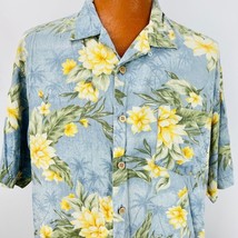 Bermuda Bay Hawaiian Aloha XL Shirt Hibiscus Palm Trees Leaves Coconut Buttons - £32.04 GBP
