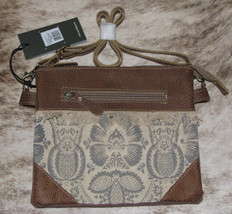 Myra Bag #2600 Leather, Canvas 9.25&quot;x8&quot; Small Crossbody~Double Compartments~ - £24.67 GBP