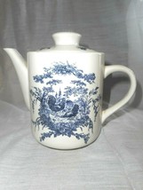 California Pantry Classic Ceramics Teapot Cobalt Blue White Rooster Chicken 2002 - £18.75 GBP