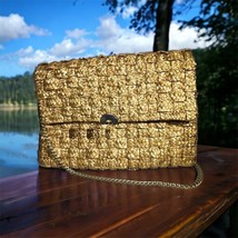 Vintage THE BAG MAKERS Woven Straw Hand Bag Purse rattan basket weave Y2K clutch - £11.04 GBP