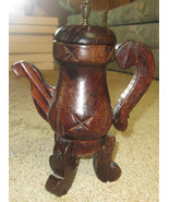 Hand Carved Wood Pitcher Handle Wooden Vintage Metal Nail Spike Footed - $492.14 MXN