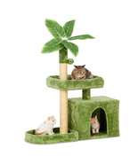 31.5&quot; Green Leaf Cat Tree Tower - Cozy Condo &amp; Scratching Posts - £52.01 GBP