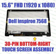 15.6&quot; Dell Inspiron 15 7568 1920x1080 LCD Screen Touch Digitizer Assembly Frame - £97.62 GBP