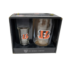 Cincinnati Bengals NFL Memory Company 2pc Drinkware Set 16oz Pint Shot Glass - £23.52 GBP