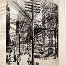 1910 Broadway And John Street New York City Telephone Wires Density Hist... - $19.99