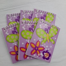 Spiral Notebooks Small Butterfly Flower Design party favors stationary Six Count - £6.36 GBP