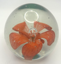 Vintage Glass Orange Flower Paper Weight U258/27 - $49.99