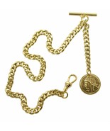 Albert Chain Gold Pocket Watch Chain for Men French Coin Design Fob T Ba... - $25.80 CAD