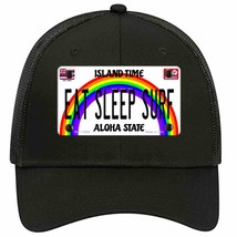 Eat Sleep Surf Hawaii Novelty Black Mesh License Plate Hat - £22.80 GBP
