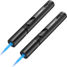 Windproof Adjustable Jet Flame Butane Refillable Gas Torch, 2 Pack (Black). - £30.08 GBP