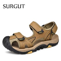 SURGUT Summer Fashion Sandals Men Quality Leather Beach Breathable Mens Shoes  B - £49.85 GBP