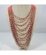 Pink &amp; Gold Draping Statement Necklace Multi Strand 22 Inch (Shortest St... - $39.76 CAD