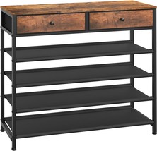 Usikey Shoe Rack, 5 Tier Shoe Storage Organizer With 2 Drawers,, Rustic Brown - $90.99