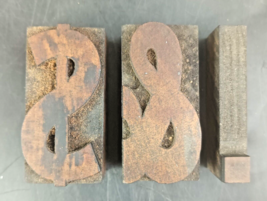 Letterpress Printing Block Ampersand Dollar Sign Period 2&quot; Vintage Metal &amp; Wood - £13.45 GBP