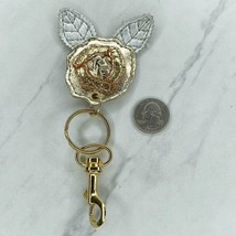 Metallic Rose Flower Floral Keychain Keyring Bag Charm - $6.92