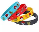 4 pcs Pokemon Kids Rubber Wristband Bracelet 1 color each - £10.35 GBP