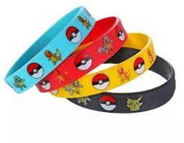 4 pcs Pokemon Kids Rubber Wristband Bracelet 1 color each - £10.23 GBP
