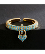 Fashion Colourful Cubic Zirconia Pave Setting Gold Color Heart Charm Fin... - $20.00
