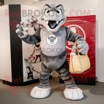 Gray Hydra mascot costume character dressed with a Rugby Shirt and Tote bags - £940.21 GBP