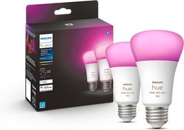 White and Color Ambiance A19 Bluetooth 75W Smart LED Bulb, 2-Pack - £142.80 GBP
