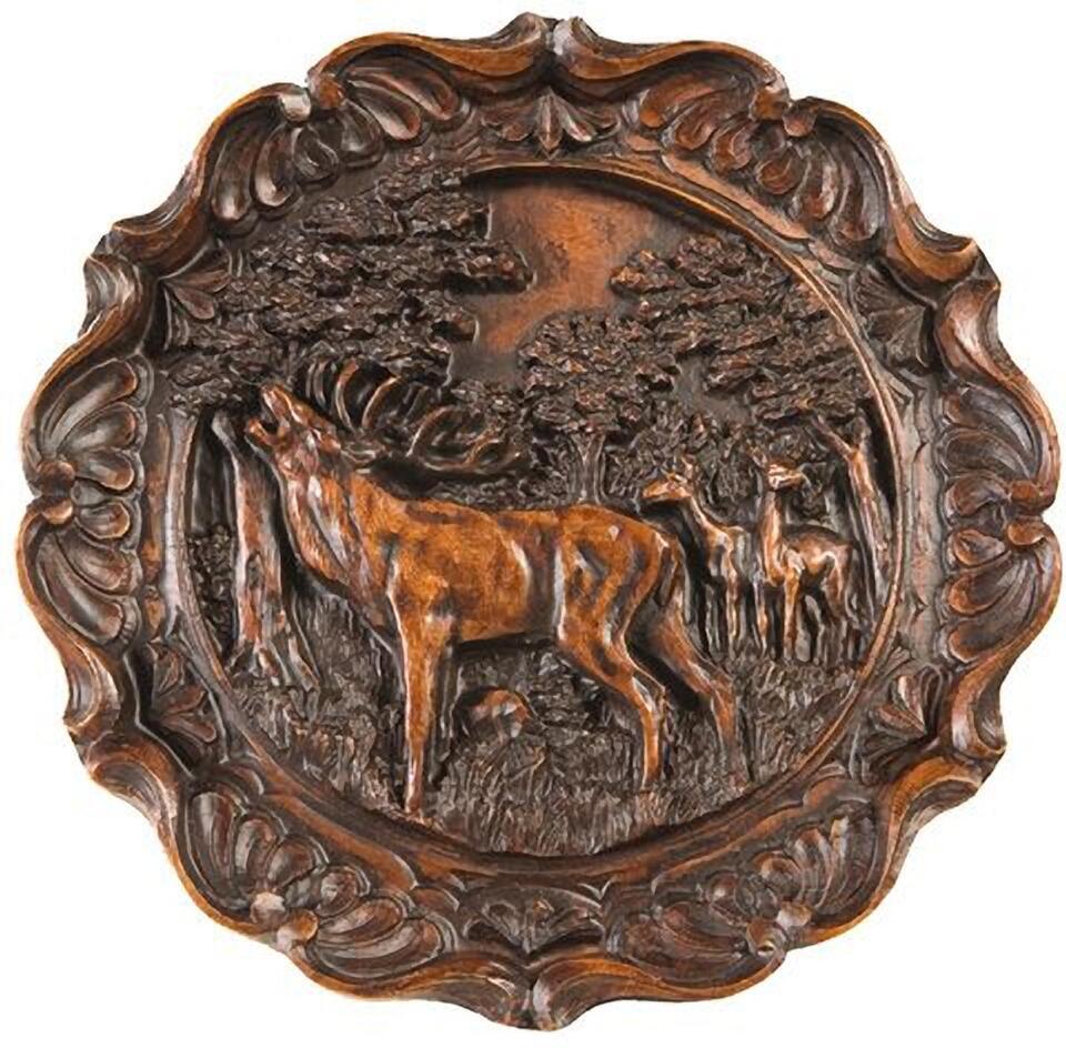 Decorative Plate MOUNTAIN Lodge Bugline Elk in Forest Resin Hand-Cast - $129.00