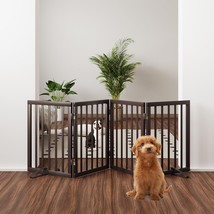 Mino Kesper Freestanding 4 Panel Dog Gate Folding Bamboo Brown Dog Gate - $1,239.60 MXN